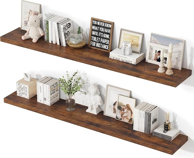 55 Inch Floating Shelves, 12 Inch Deep Floating Shelves by Unknown