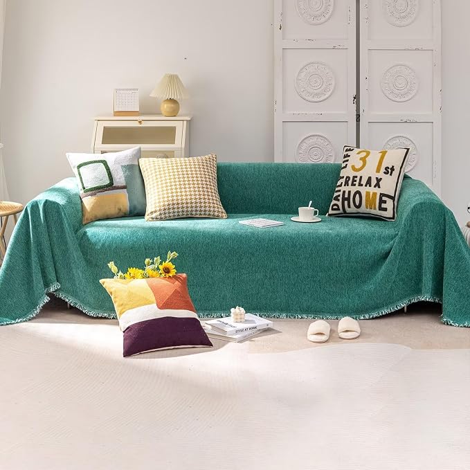 VClife Couch Cover for Pet, Bohemian Teal Sofa Cover for Dog, Thick Chenille by VCLIFE