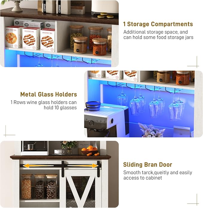 31.5"Wide Farmhouse Coffee Bar Cabinet - Image 7