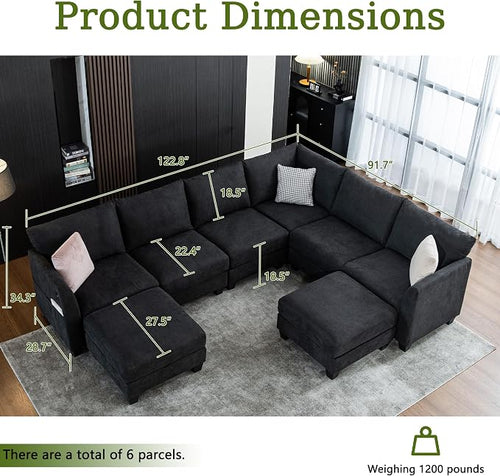 122.8" Large Sectional Couches for Living Room, 6 Seater L Shaped Modular - Image 2