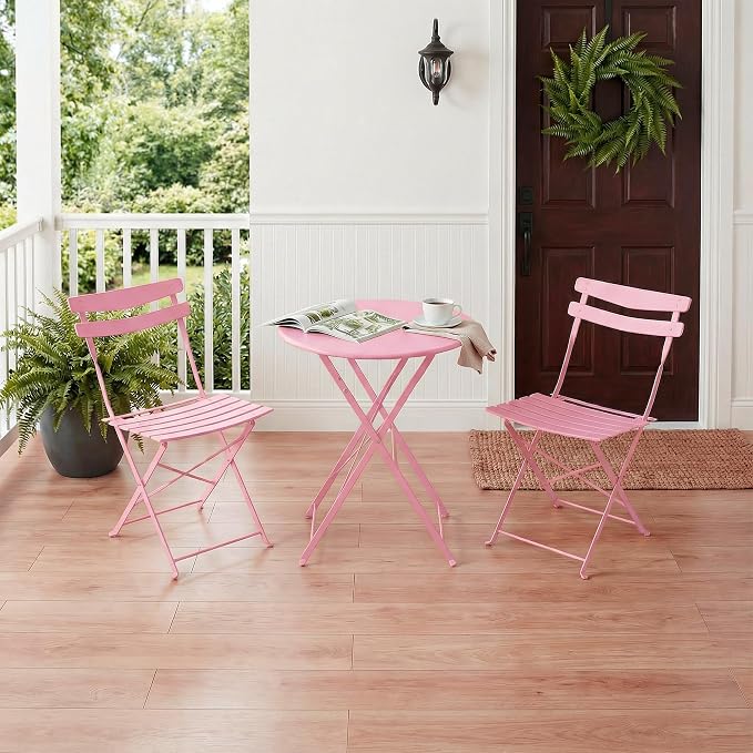 GarveeLife 3 Piece Patio Bistro Set, Folding Patio Bistro Table and Chairs Set - Image 7