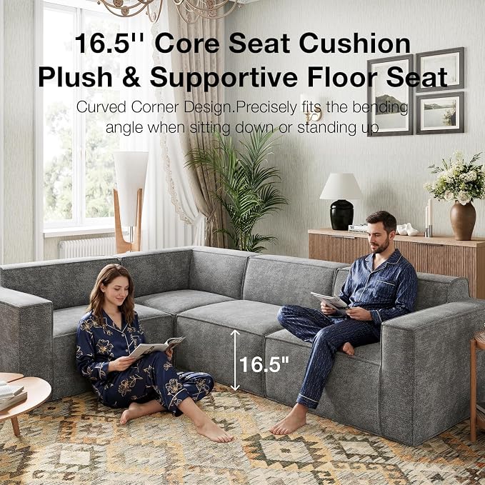 Novilla 134" Modular Sectional Sofa, No Assembly Cloud Sectional Couch - Image 13