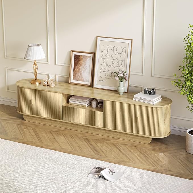 86.61'' Tambour TV Stand for 55-85 Inch, Modern Entertainment Center - Image 7