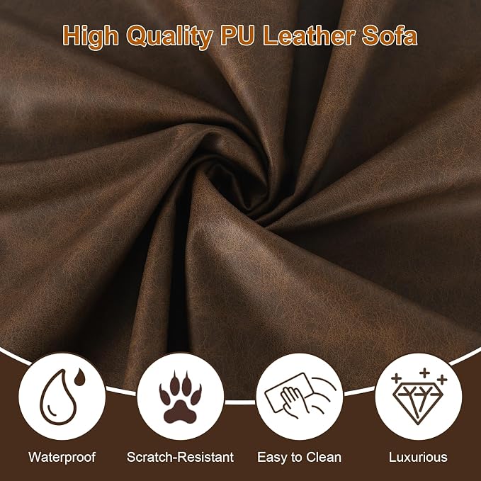 EASE MOOSE Large Seat Faux Leather L Shaped Sofa, Waterproof and - Image 6