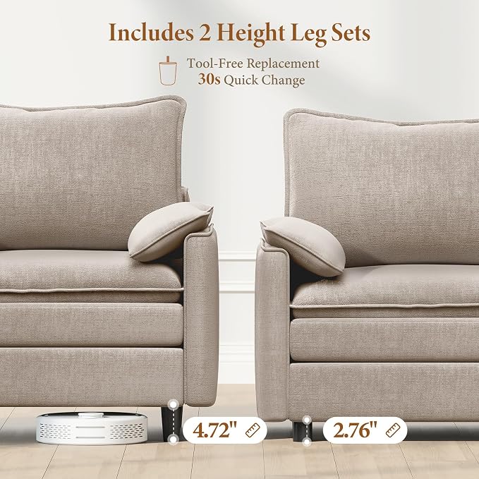 Vesgantti 142" U Shaped Sectional Couch, Comfy Cloud Modular Sectional Sofa - Image 3