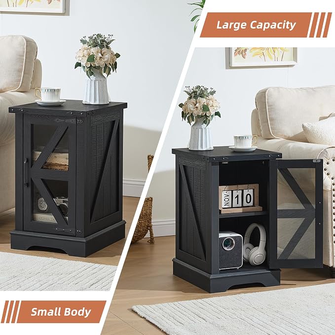 Joaxswe Narrow Night Stand for Small Spaces, Farmhouse Side End Table - Image 4