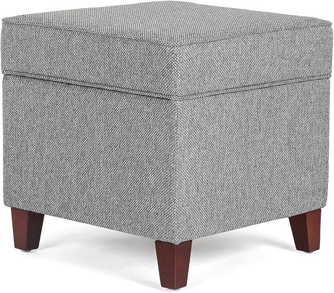 Adeco 17 Inch Square Linen Storage Ottoman by Adeco