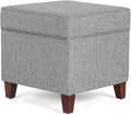 Adeco 17 Inch Square Linen Storage Ottoman by Adeco