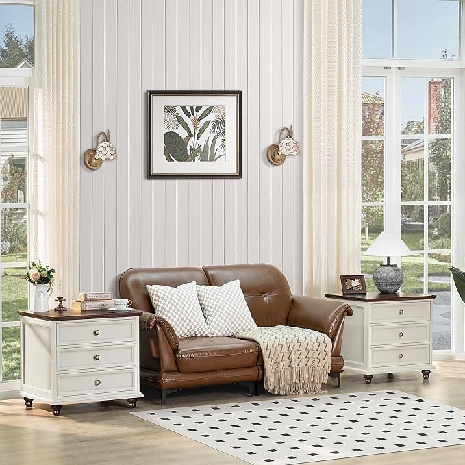 Joaxswe 24" Wide Farmhouse Night Stand Set of 2, Large End Table - Image 6