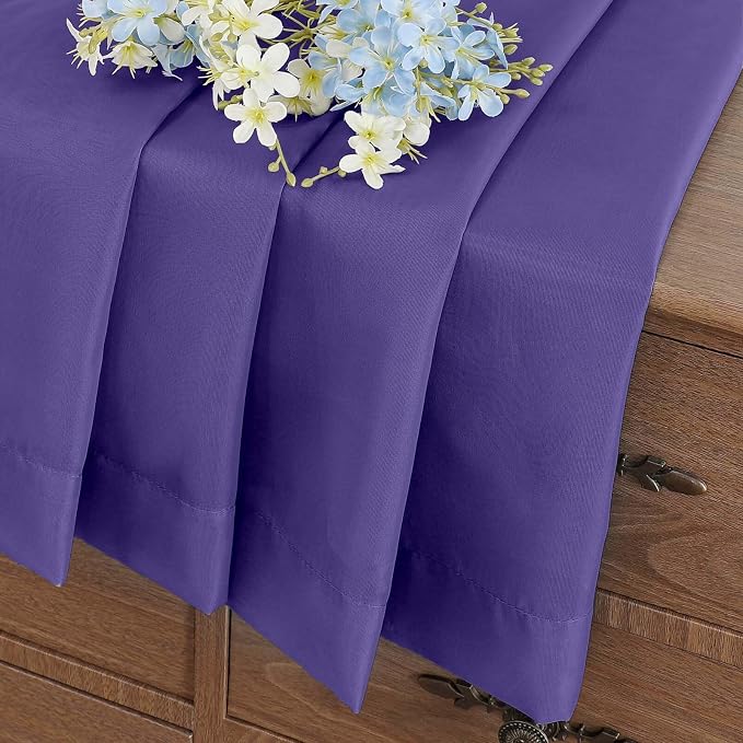 Purple Valances for Windows 14 inch Length 2 Panels Set, Small Voile Sheer - Image 6