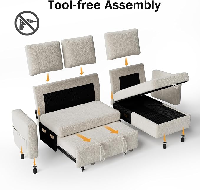 Sunny Heart 82" L Shaped Sectional Sleeper Sofa Bed - Image 4