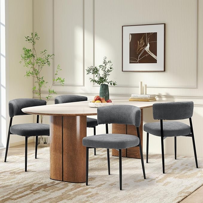 DUMOS Dining Chairs Set of 4, Mid Century Modern Chair Round Upholstered Curved by DumosLifestyle