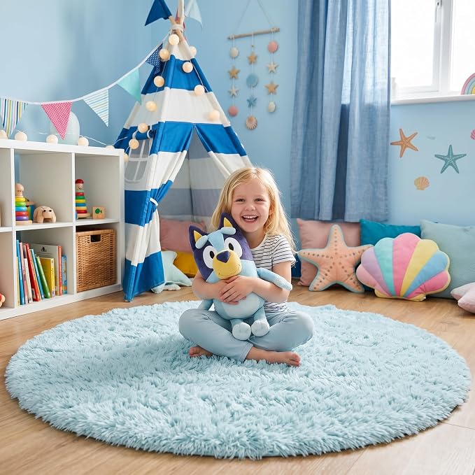 Amdrebio Light Blue Round Circle Area Rug 6Ft - Image 8