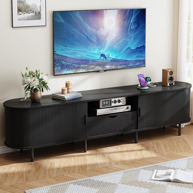 ONBRILL 86.6" TV Stand with Power Outlet by ONBRILL