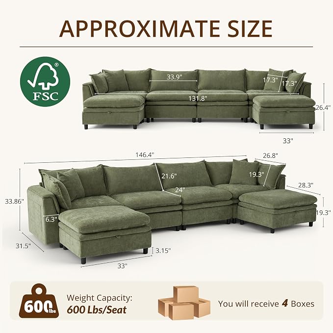 146.4'' Modular Sectional Sofa - Image 2