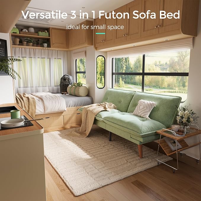LINSY HOME Futon Sofa Bed, 3 in 1 Convertible Comfy Loveseat Sleeper Sofa Bed - Image 8
