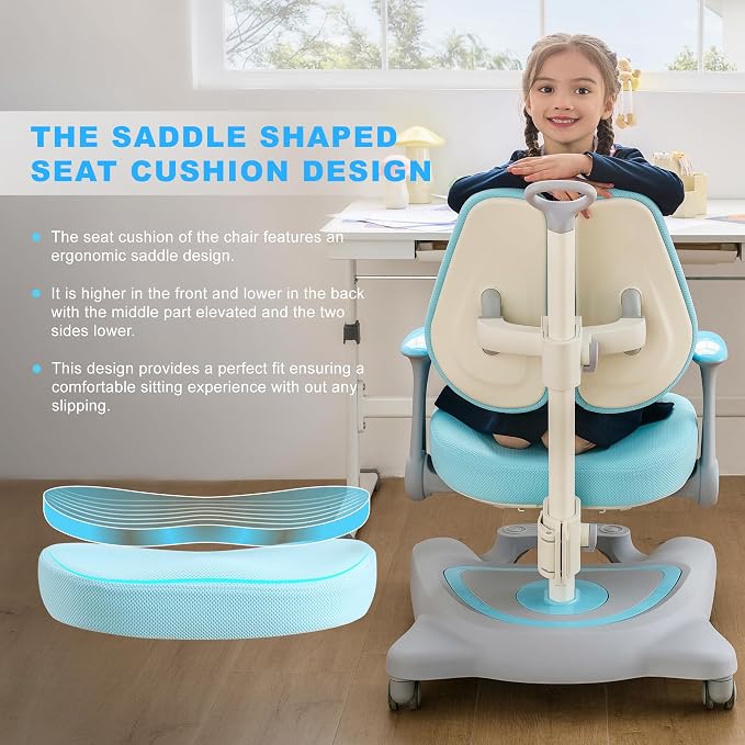 ERIYA Kids Desk Chair, Ergonomic Chair: Height-Adjustable, Double Back Support - Image 4