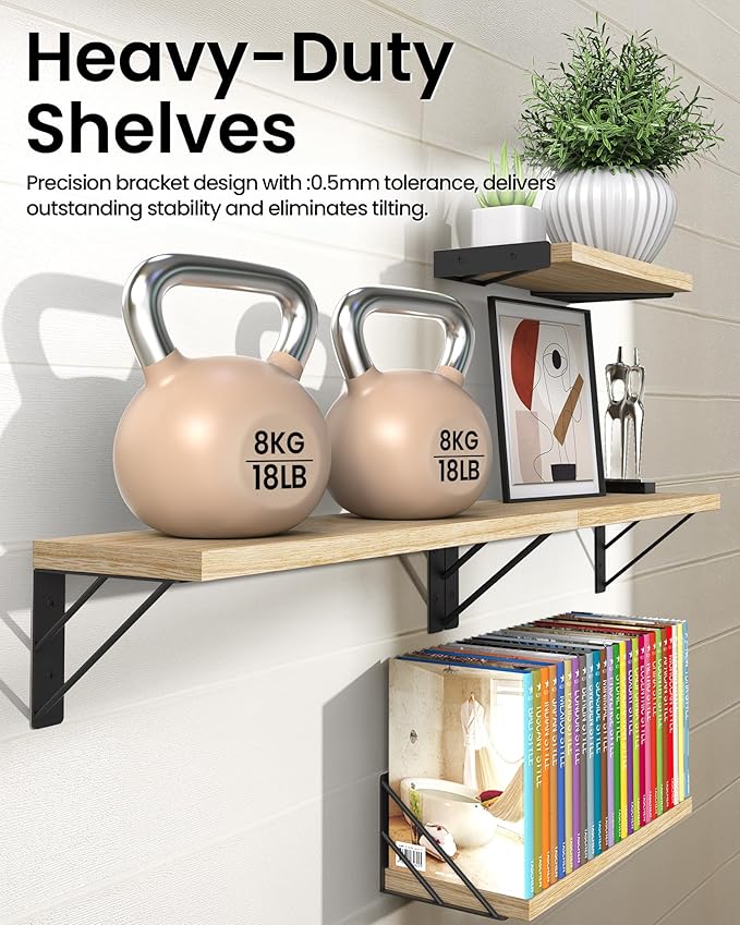 BAYKA Wall Shelves for Bedroom Decor, Floating Shelves for Living Room Kitchen - Image 4