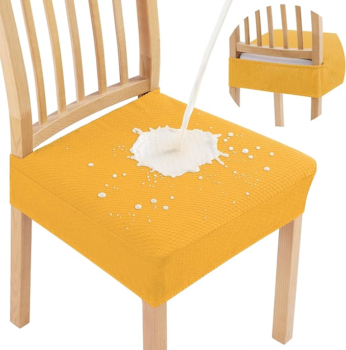 Smiry Waterproof Seat Covers for Dining Room Chairs Set of 6, Stretch Jacquard by Smiry