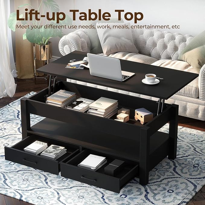 Rolanstar Coffee Table, 47.2" Lift Top Coffee Table - Image 4