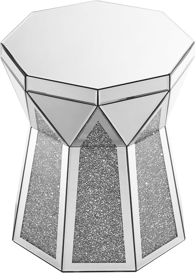 Drum End Table with Mirror Crystal, Modern Design Luxury Furniture, 20 inch - Image 8