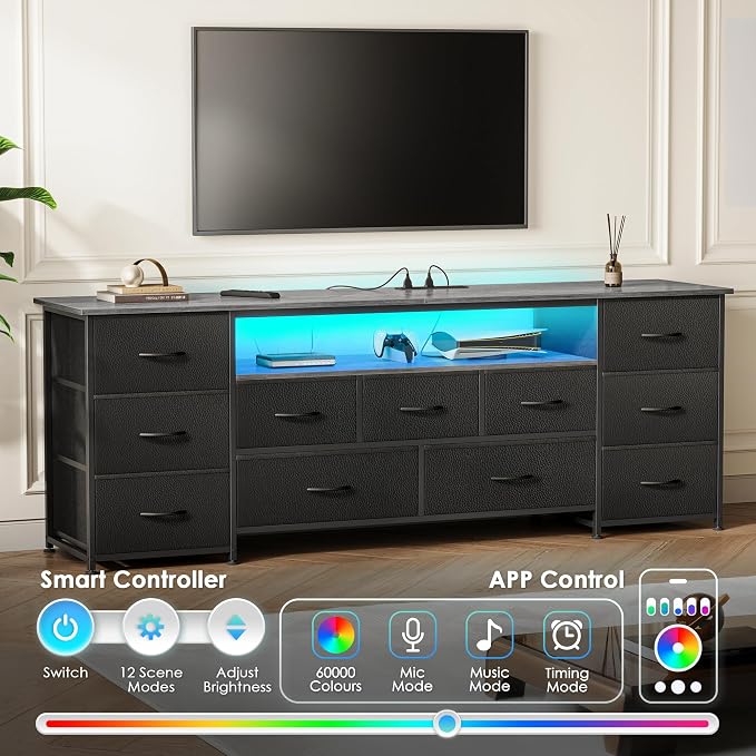 Huuger 63 Inch TV Stand for 65, 70 Inch TV, 11 Drawer Long Dresser - Image 4