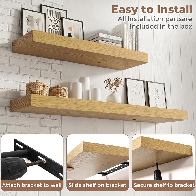 FLYJOE Floating Shelves for Wall, 20 Inch Floating Shelves Set of 2, Kitchen - Image 6