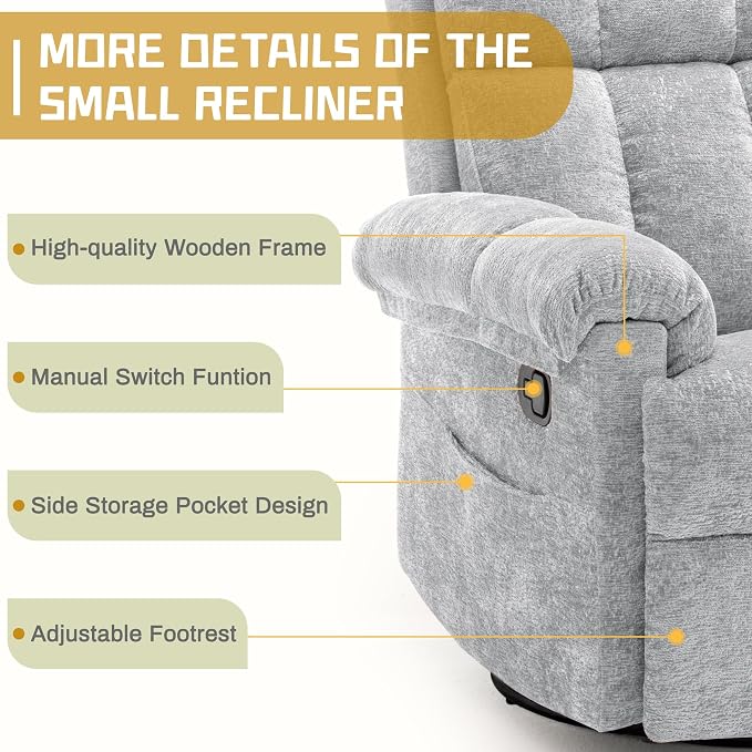 Korser Recliner Chair, Swivel Rocker Recliner Chair - Image 6