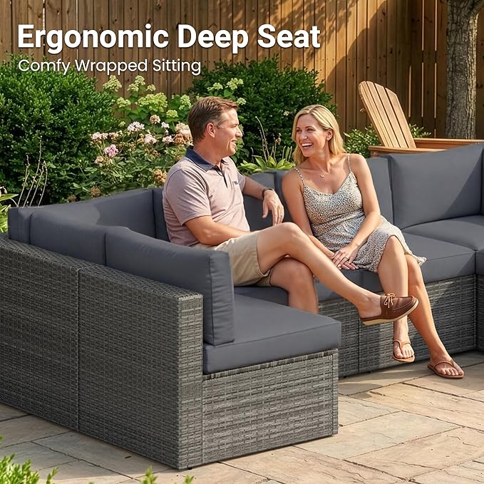 Wisteria Lane 7 Pieces Outdoor Patio Furniture Set, Wicker Outdoor Patio - Image 4