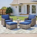 5 Pieces Outdoor Patio Furniture Set-All-Weather Wicker Patio Swivel Glider by AMCLOBA