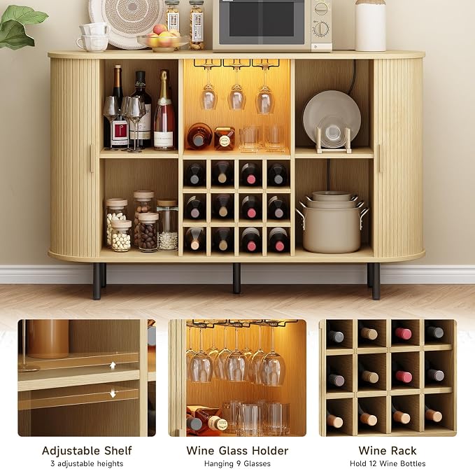 ONBRILL 55" Wine Bar Cabinet - Image 4