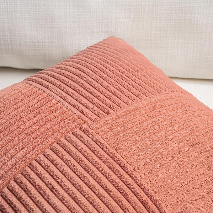 Fancy Homi 2 Packs Coral Long Lumbar Decorative Throw Pillow Covers 16x24 Inch - Image 3