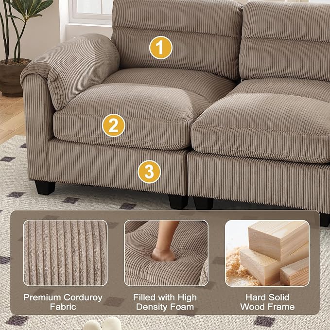 HAOMARKETS Corduroy Sofa Set, Upholstered Loveseat - Image 4