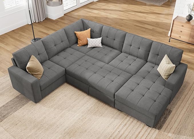 HONBAY Sleeper Sofa Bed with Storage Chaise, Sectional Couch with Pull Out Bed by HONBAY