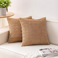 Pack of 2 Corduroy Decorative Throw Pillow Covers 22x22 Inch Soft Striped by Unknown