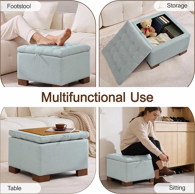 WUTUTUEE 24" Fabric Square Storage Ottoman - Image 6
