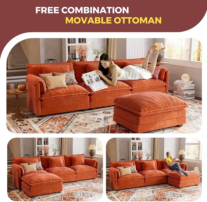 ELUCHANG Oversized 113" Modular Sectional Sofa, Comfy Cloud Couch, L Shaped - Image 9