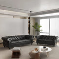 ORRD 2 Pieces Living Room Set, Chesterfield Leather Sofa Loveseat Couch by ORRD