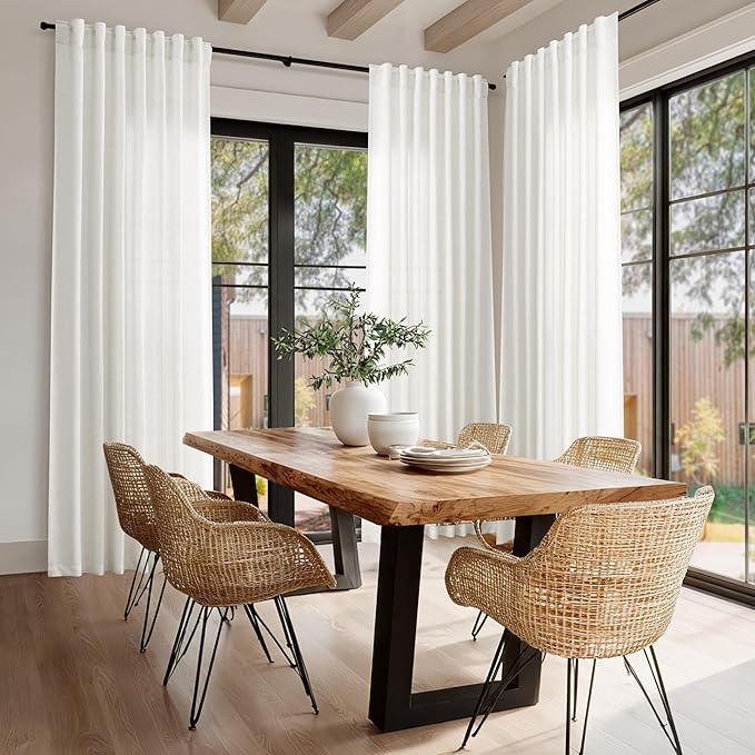 Nanspring Beige White Linen Curtains 96 Inches Long - Image 7