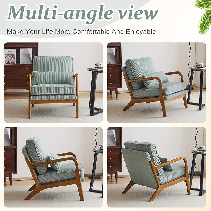 VINGLI Upgraded Premium Corduroy Accent Chairs Set of 2, Upholstered Arm Chair - Image 8