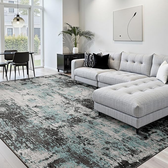 RELEANY Washable Area Rugs 10'x14 Non-Slip Modern Abstract Soft by RELEANY