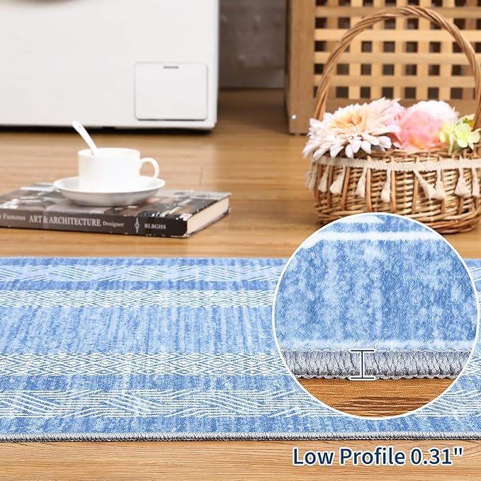 Washable 2.5x10 Kitchen Runner Rug, Easy Clean Geometri Rugs - Image 6