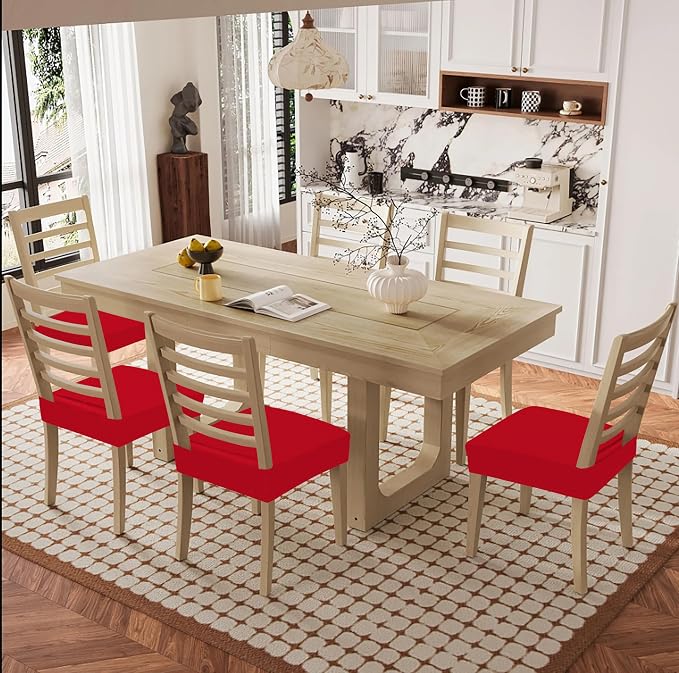 Smiry Waterproof Seat Covers for Dining Room Chairs Set of 8, Stretch Jacquard - Image 8