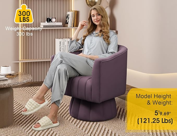 Dewhut Swivel Accent Chair, 360° Swivel Barrel Chair - Image 3