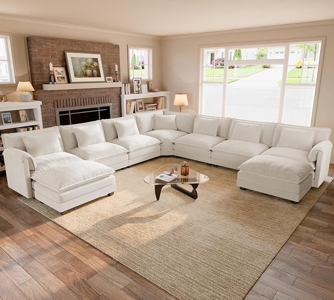ELUCHANG 150" Oversized V-Shaped Cloud Couch Modular Sectional Sofa by ELUCHANG