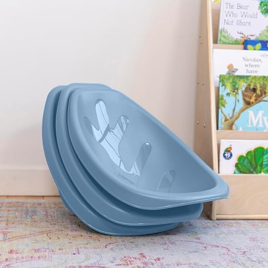 ECR4Kids Plastic Leaf Scoop Floor Rocker Seat, Classroom Furniture, Powder Blue - Image 8