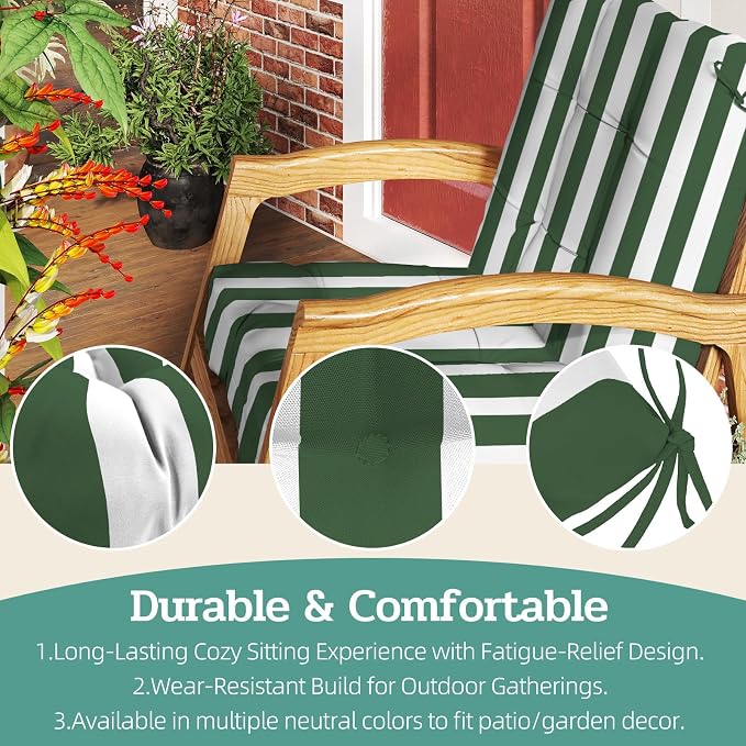Outdoor Chair Cushions Set of 2, High Back Soft Seat Pad, Indoor Outside Use - Image 5