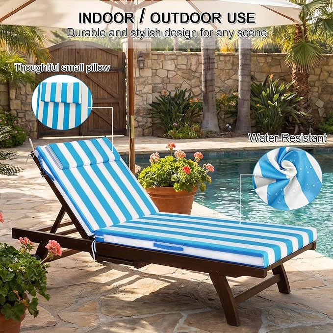 Outdoor Chaise Lounge Cushions, 71x21 Inch Olefin Water & Fade Resistant Pool - Image 5
