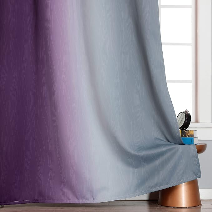 Estelar Textiler Ombre Purple and Grey Blackout Curtains 72 Inches Long - Image 6