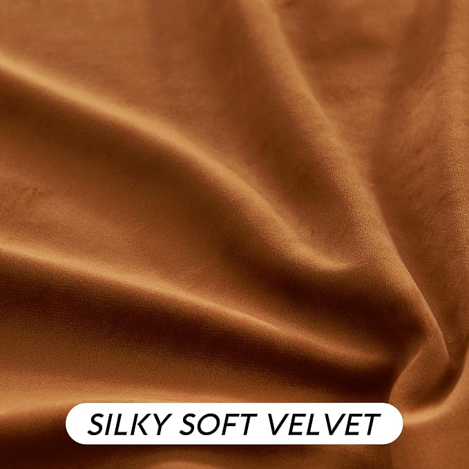 RYB HOME Fall Curtains Burnt Orange Velvet Curtains, Light Blocking, Thermal - Image 7